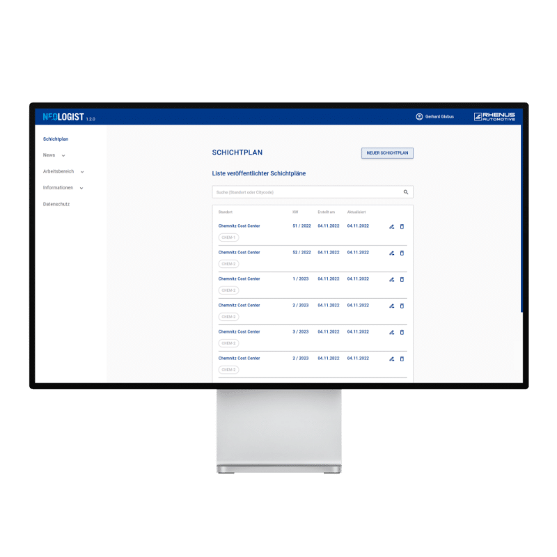 Rhenus Neo Slider Backoffice